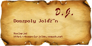 Doszpoly Jolán névjegykártya